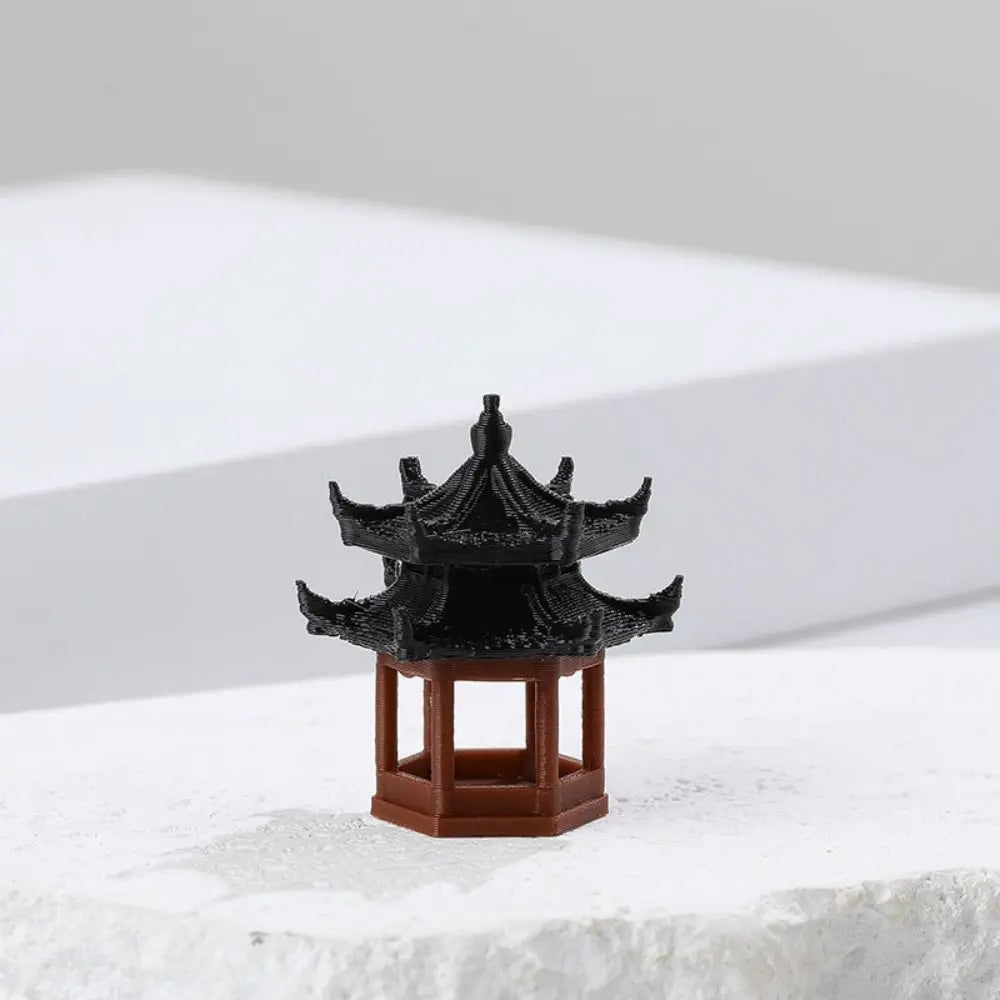 Zen Style Mini Hexagonal Pavilion Pagoda Statue for Bonsai & Fairy Garden