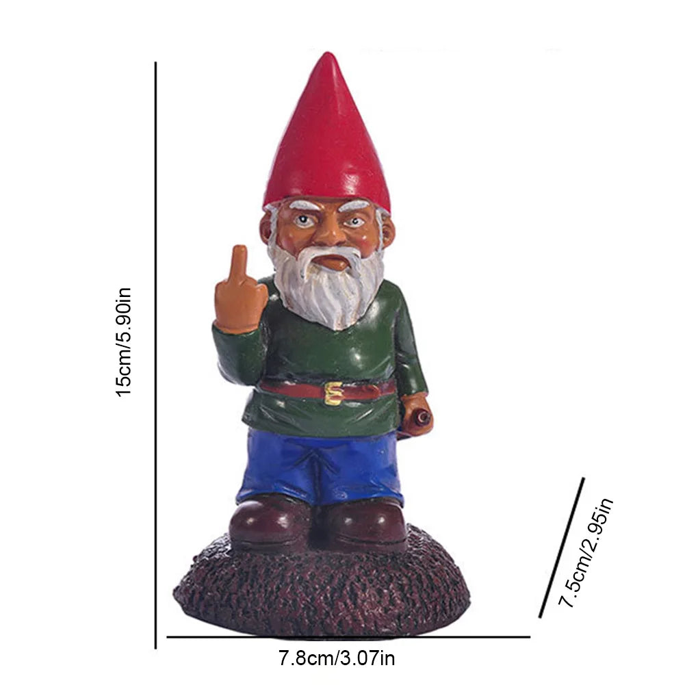 Funny Middle Finger Garden Gnome Statue Naughty White Beard Dwarf Figurine Decor