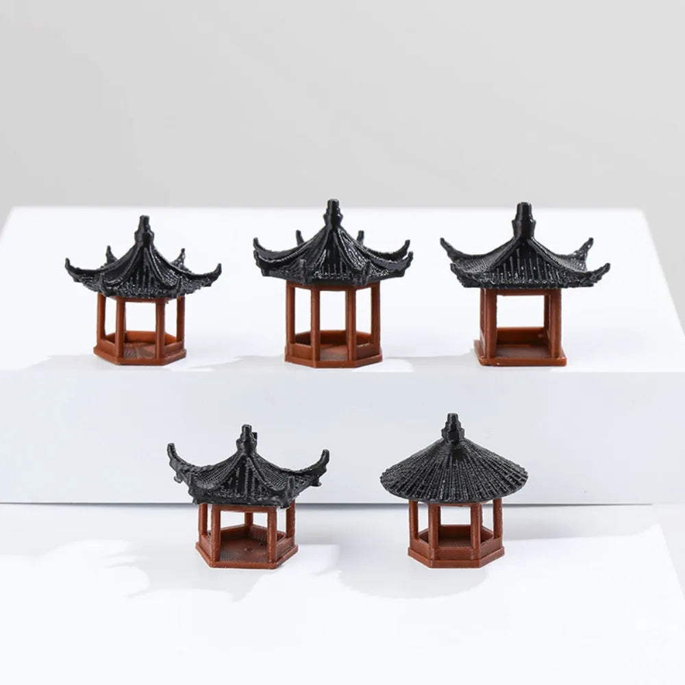 Zen Style Mini Hexagonal Pavilion Pagoda Statue for Bonsai & Fairy Garden