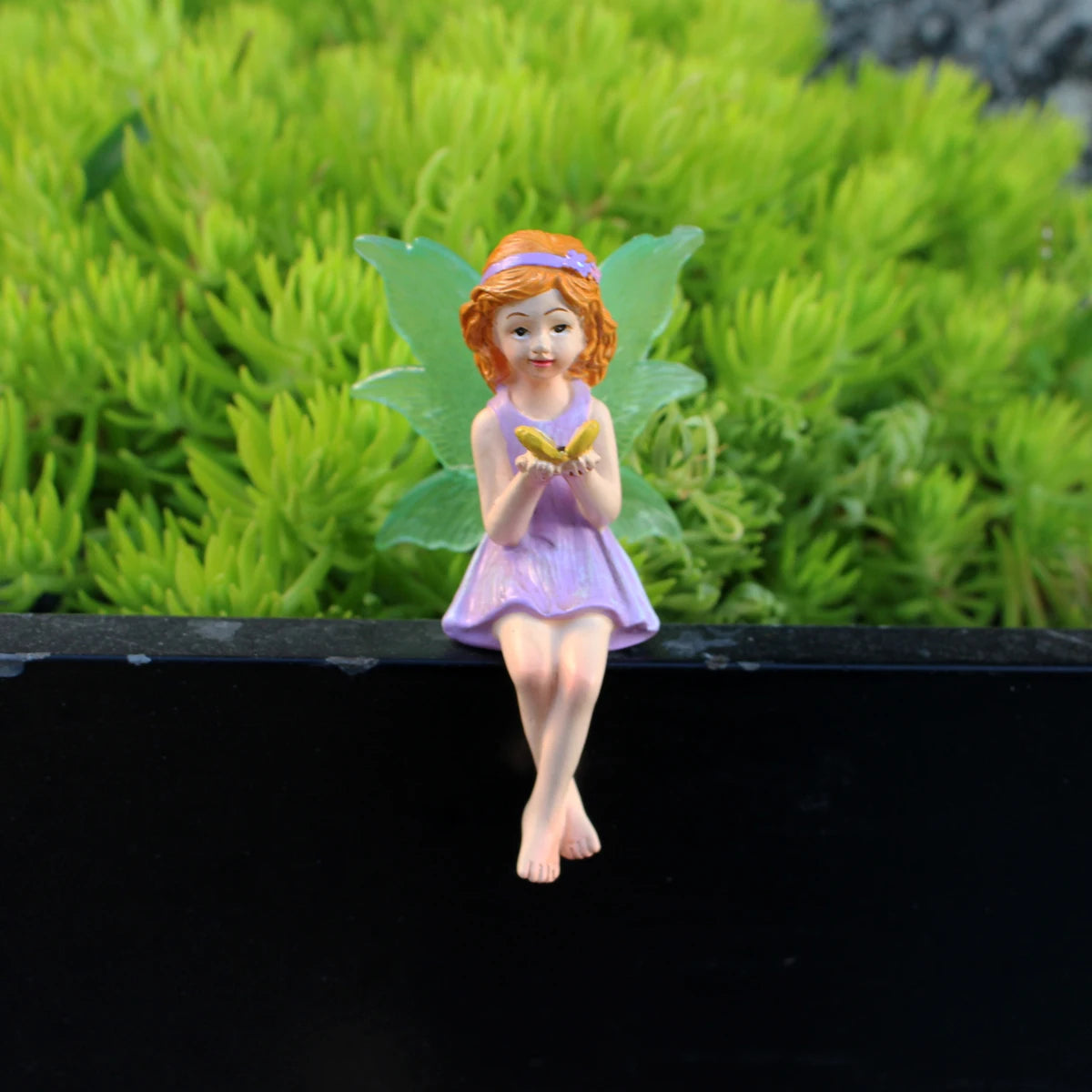 Fairy with Butterflies Garden Statue Resin Miniature Figurine Outdoor Decor Gift