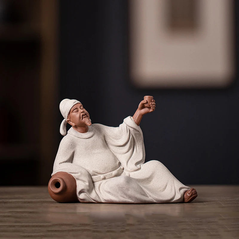 Ancient Li Bai Porcelain Sculpture Fine Ceramic Art Figurine Office Table Ornament