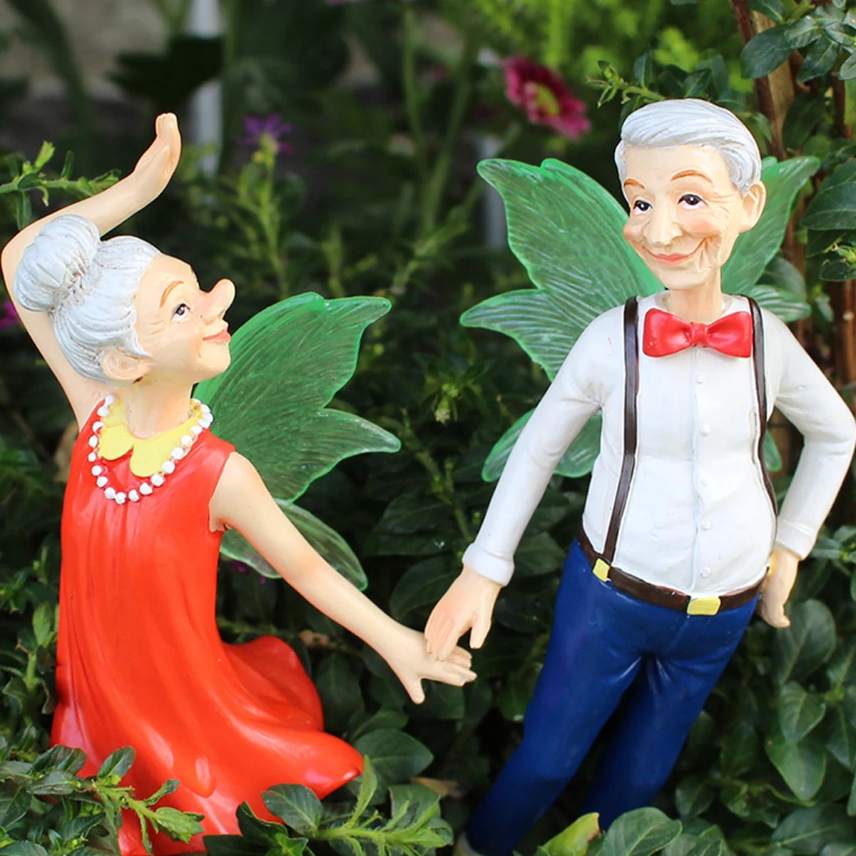 2pcs Valentine's Day Elderly Couple Fairy Set Glow in the Dark Wings Garden Gift