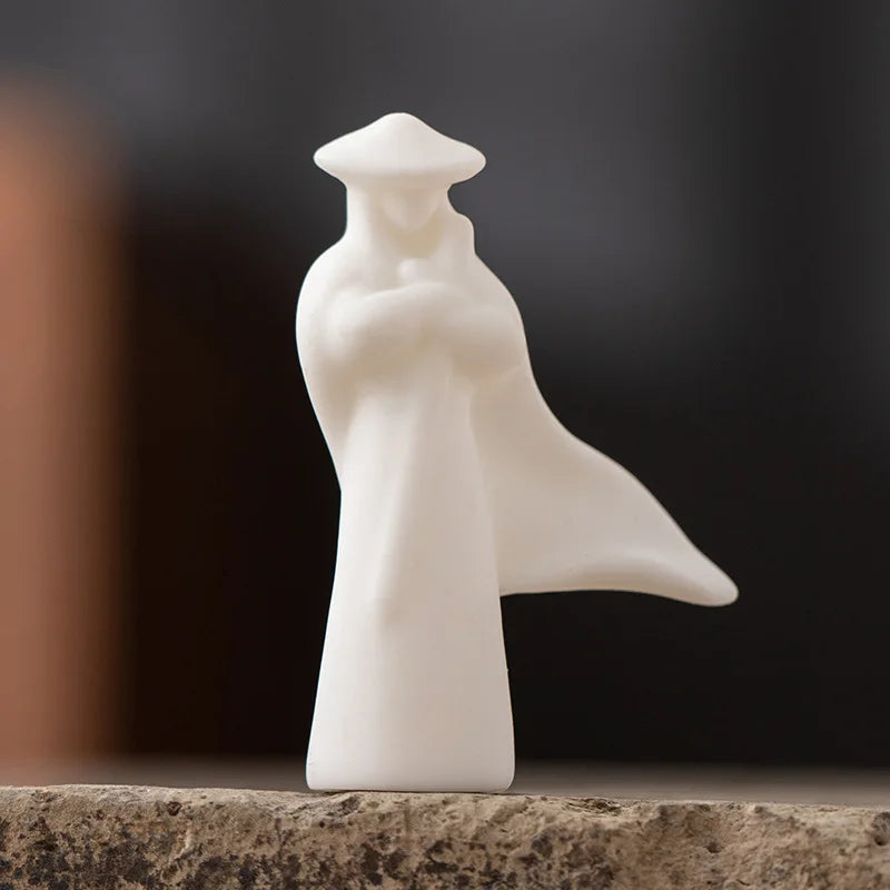 Zen Mini Buddha Statue White Porcelain Figurine Tea Pet Ceremony Ornament Decor