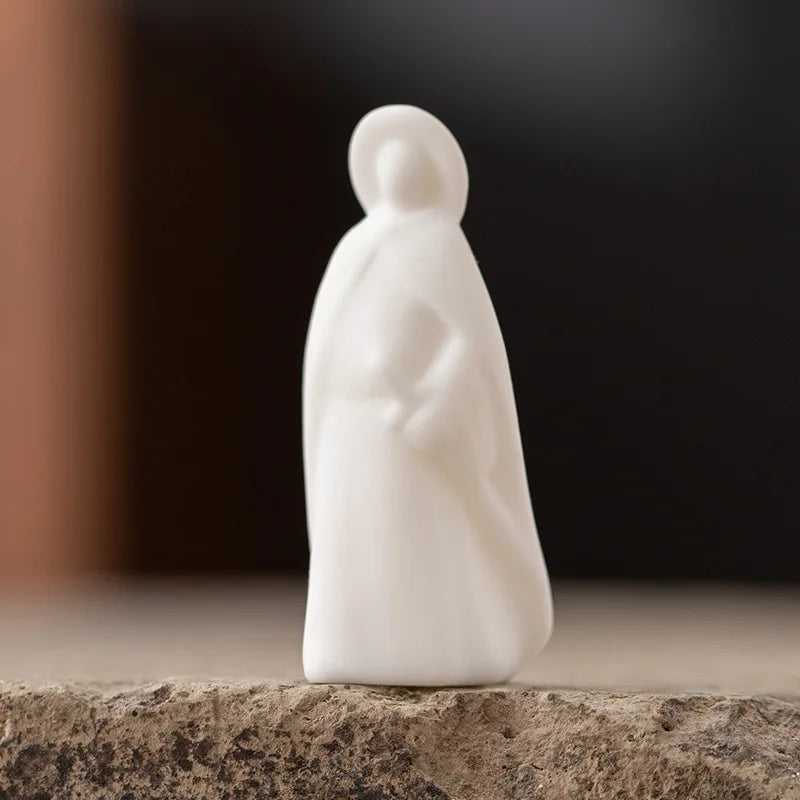 Zen Mini Buddha Statue White Porcelain Figurine Tea Pet Ceremony Ornament Decor