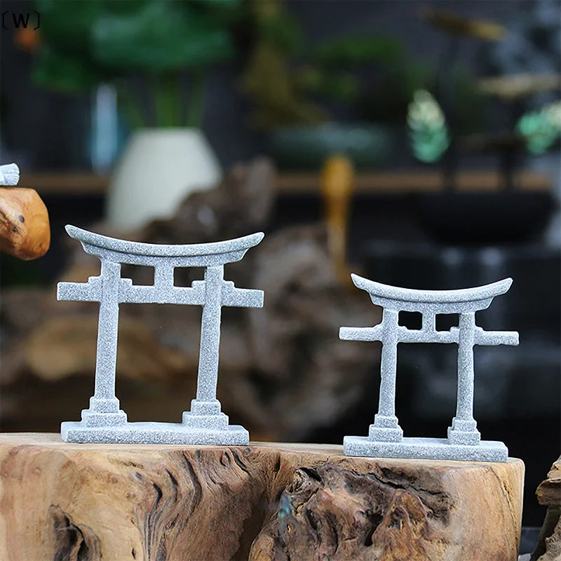 Sandstone Torii Gate Japanese Aquarium Decor Fish Tank Shrine Ornament Shinto
