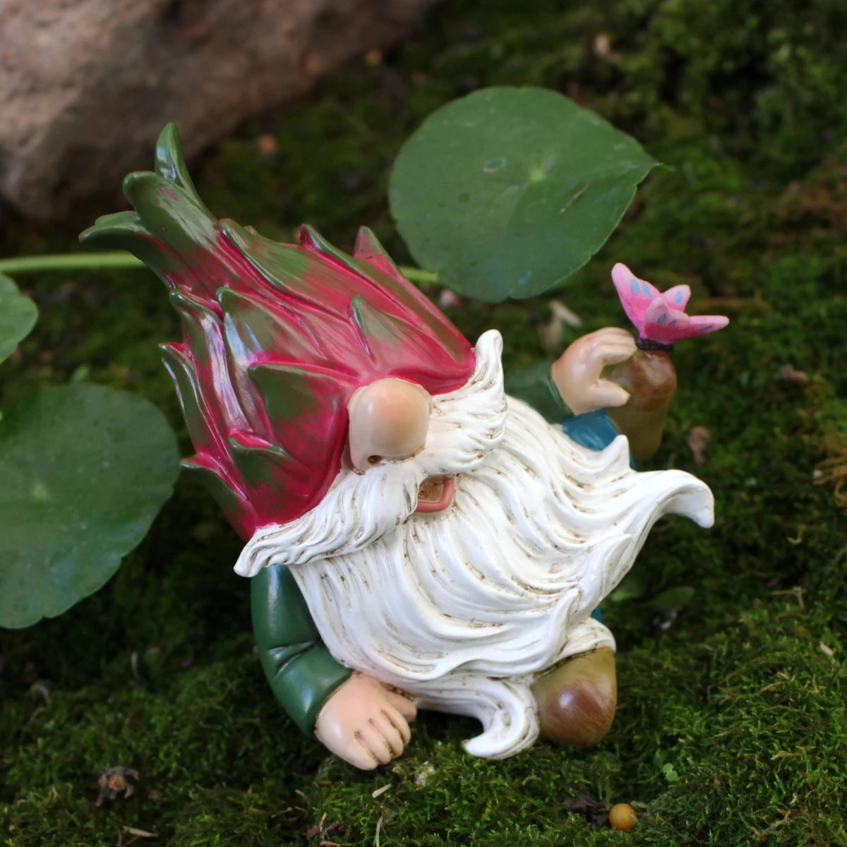 Funny Pitaya Dragon Fruit Gnome Statue Resin Dwarf Figurine Garden Fruit Decor