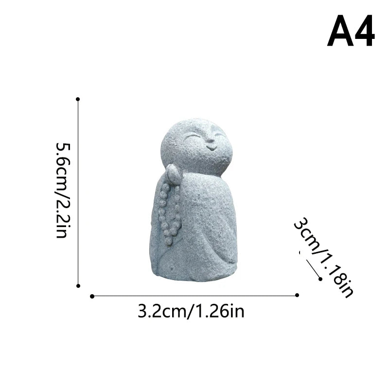 Mini Jizo Buddha Statue Japanese Zen Garden Decor Ksitigarbha Figurine Fish Tank