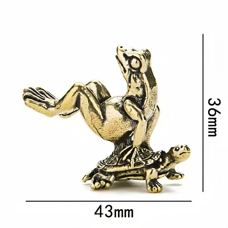 Antique Brass Meditation Zen Frog Statue Incense Burner Copper Tea Pet Desk Decor