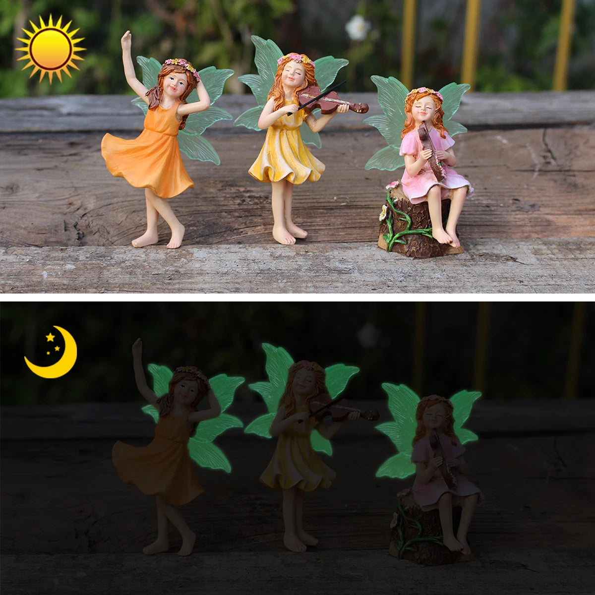 3pcs Dancing Flower Fairy Figurines Mini Resin Statue for Garden Pot Sand Table