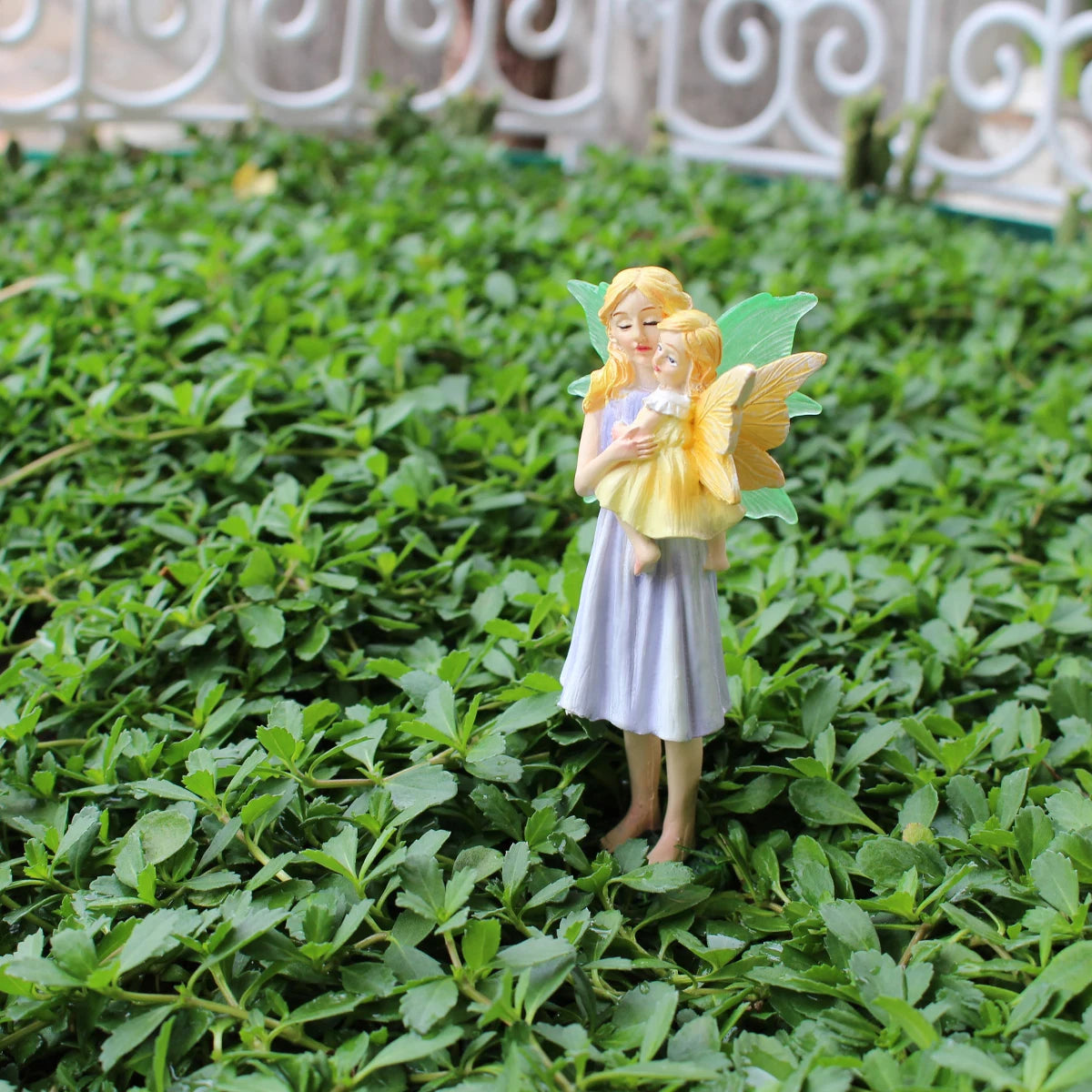 Mother's Day Gift Flower Fairy Mother and Daughter Statue Glow in the Dark Wings