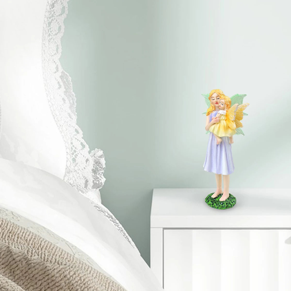 Mother's Day Gift Flower Fairy Mother and Daughter Statue Glow in the Dark Wings