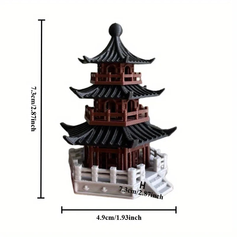Mini Chinese Pagoda Tower Figurine Ancient Architecture Aquarium Fish Tank Decor