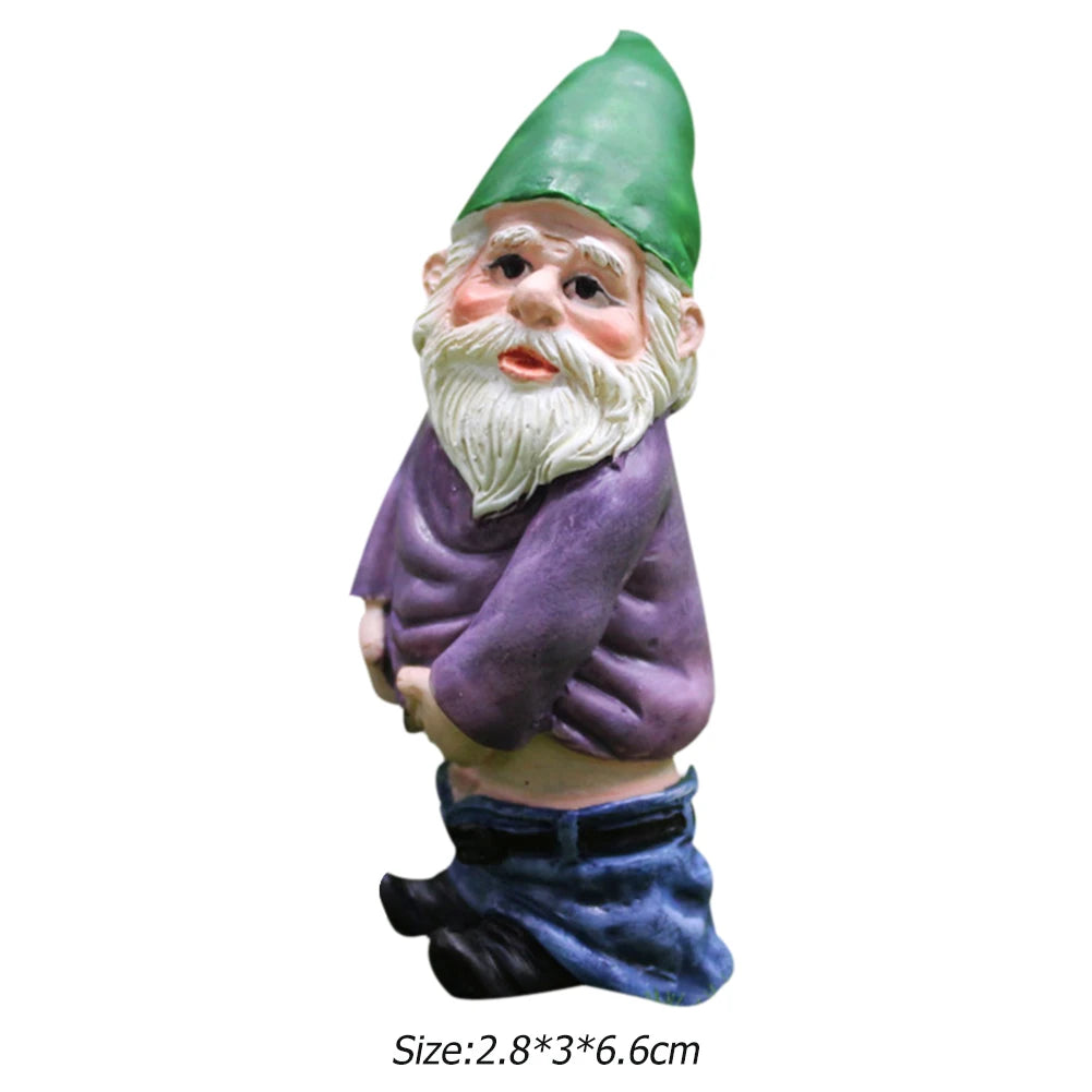Funny Middle Finger Garden Gnome Statue Naughty White Beard Dwarf Figurine Decor