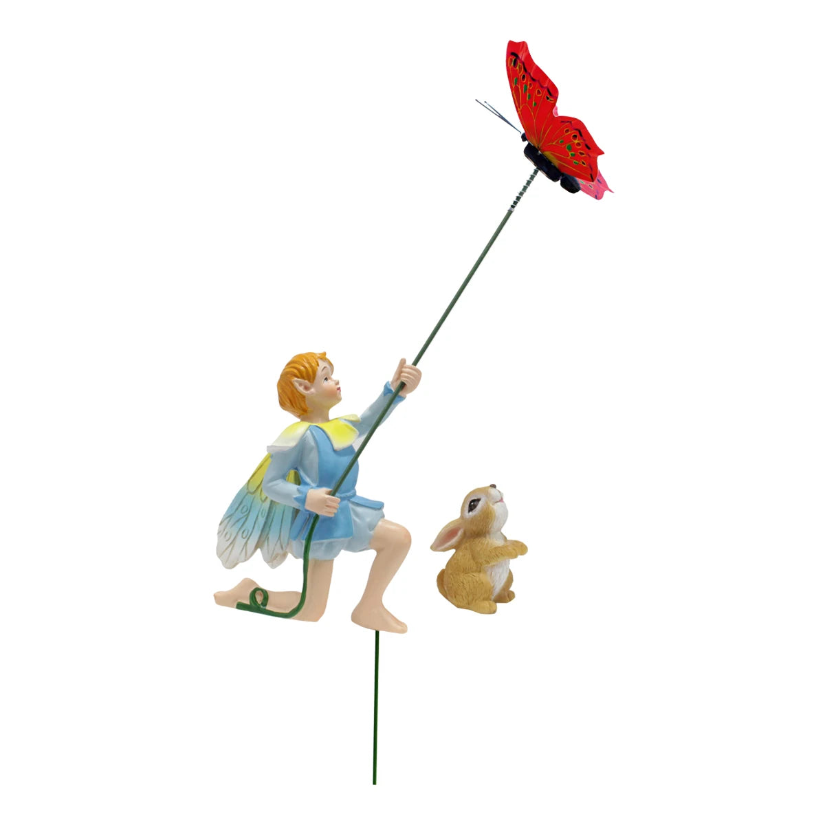 Little Boy Flying Kite Garden Statue Resin Figurine for Bonsai Fairy Garden Decor
