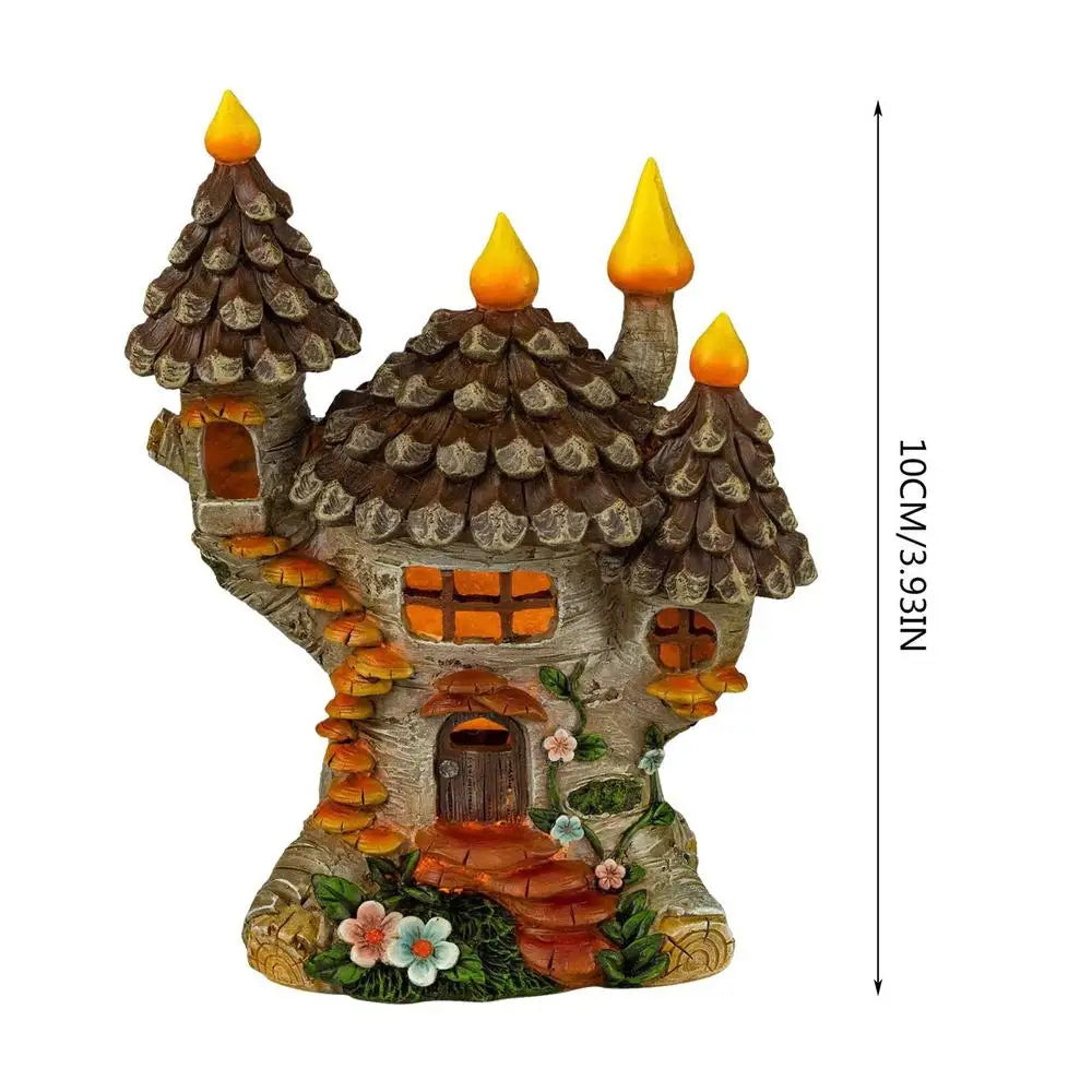 Waterproof Resin Gnome Fairy House Figurine Outdoor Garden Yard Lawn Ornament