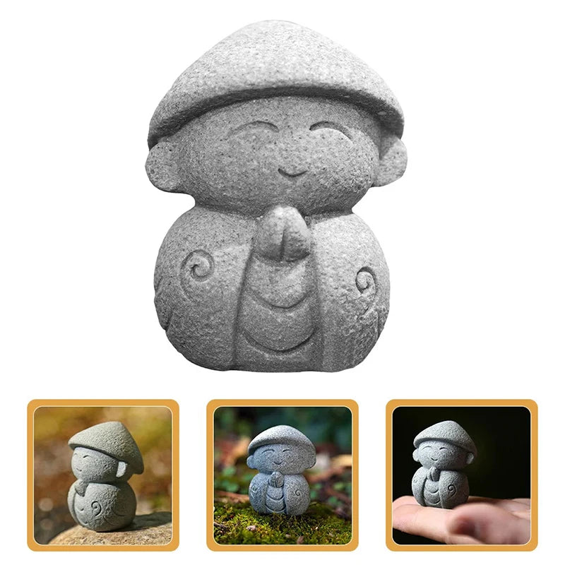 Mini Jizo Buddha Statue Japanese Zen Garden Decor Ksitigarbha Figurine Fish Tank
