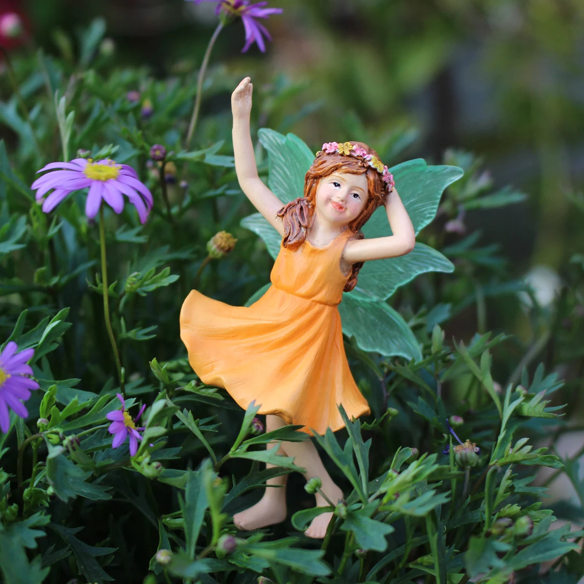 3pcs Dancing Flower Fairy Figurines Mini Resin Statue for Garden Pot Sand Table