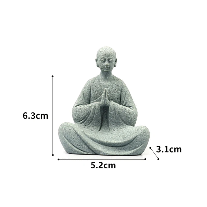 White Stone Monk Statue Zen Buddha Figurine Fish Tank Moss Bonsai Garden Decor