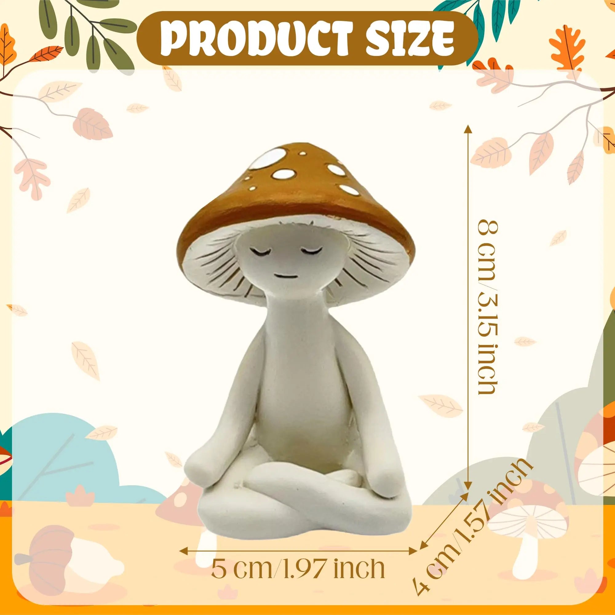 Zen Mushroom Statue Meditating Yoga Fungi Resin Figurine Garden Office Desk Decor