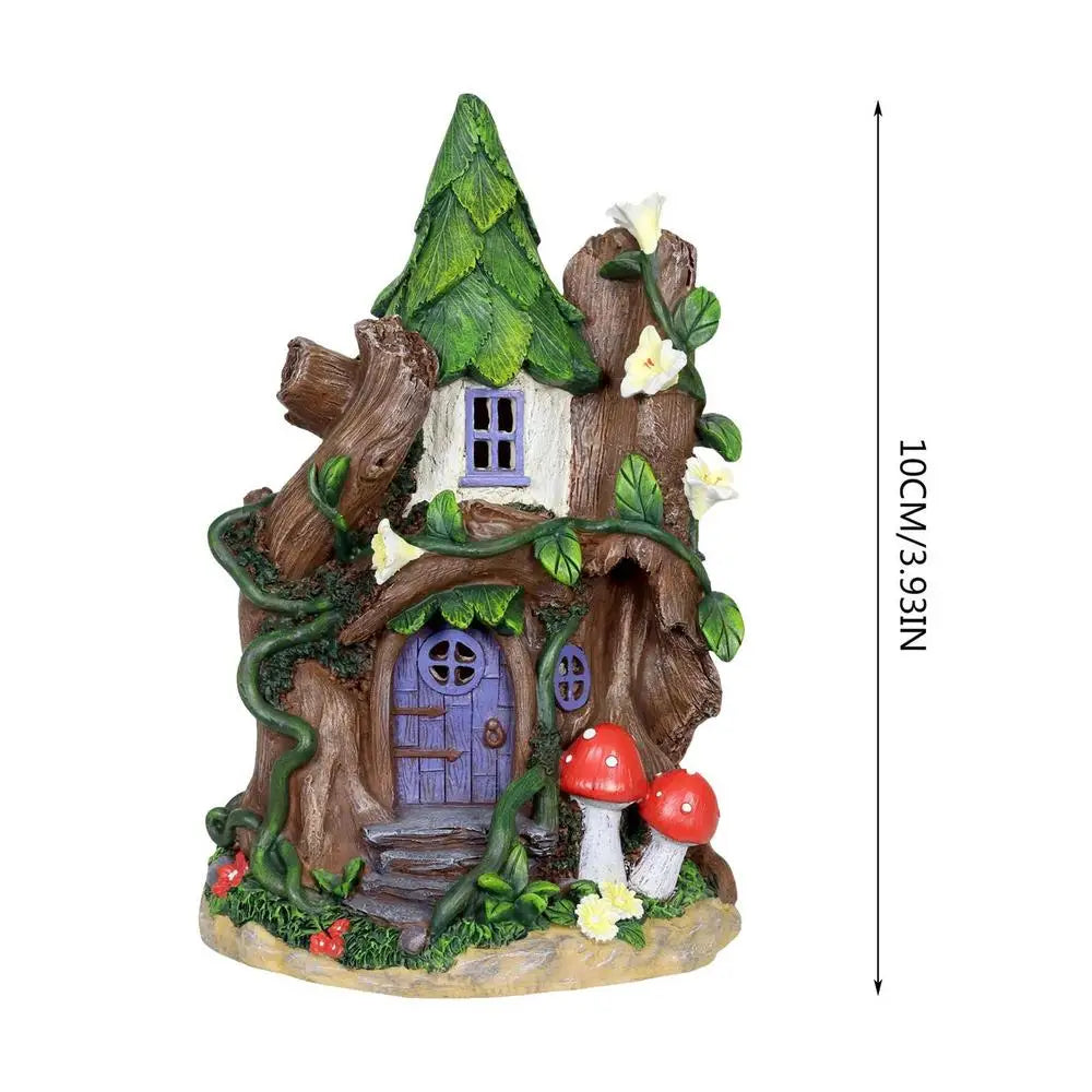 Waterproof Resin Gnome Fairy House Figurine Outdoor Garden Yard Lawn Ornament