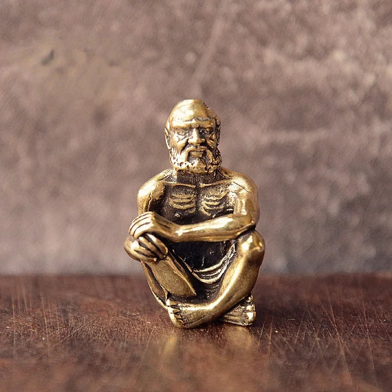 Vintage Brass Bodhidharma Statue Solid Copper Dharma Figurine Zen Buddha Decor