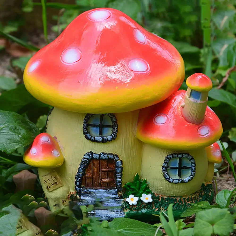 Miniature Mushroom House Resin Fairy Garden Decor Micro Landscape Castle Ornament