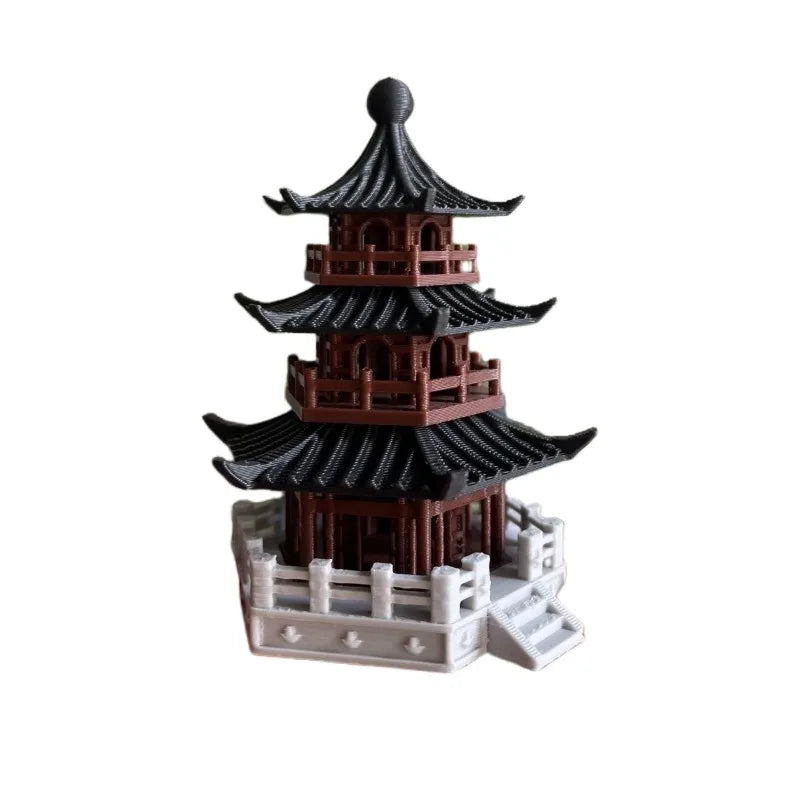 Mini Chinese Pagoda Tower Figurine Ancient Architecture Aquarium Fish Tank Decor