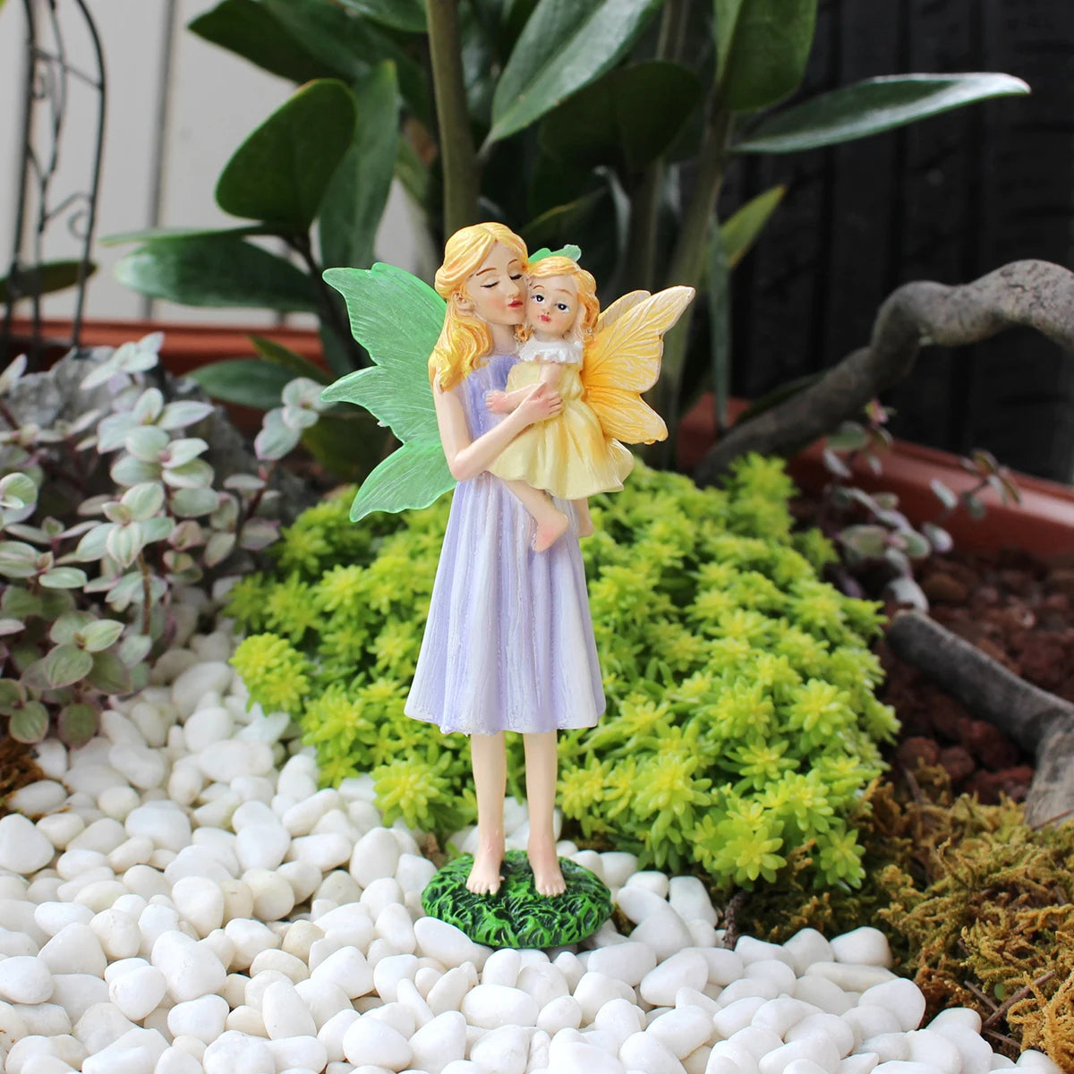 Mother's Day Gift Flower Fairy Mother and Daughter Statue Glow in the Dark Wings