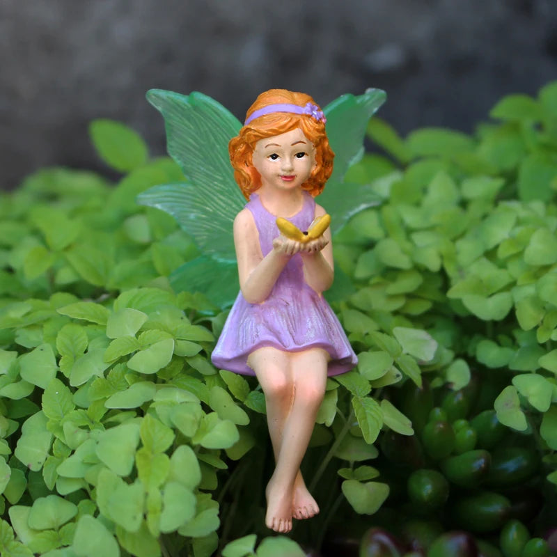 Kissing Flower Fairy Stakes Resin Miniature Figurine for Garden Pot Yard Decor