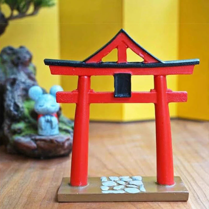 Miniature Torii Gate Japanese Zen Garden Decor Shinto Door Figurine Micro Craft