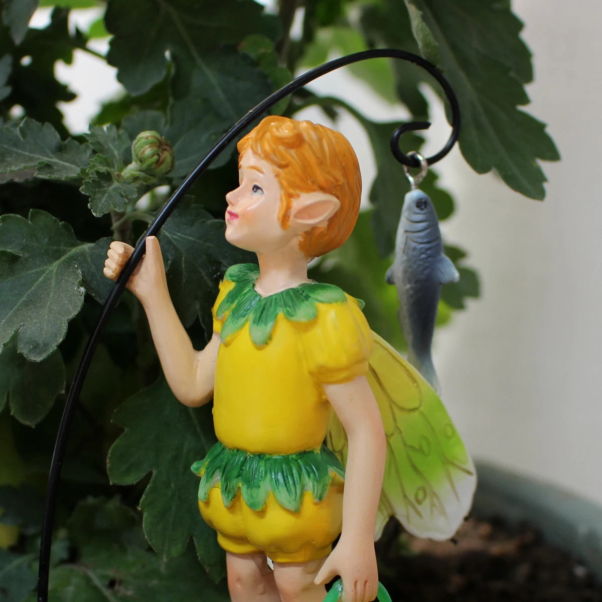 Miniature Flower Fairy & Fish Statue Resin Craft for Fairy Garden Bonsai Decor