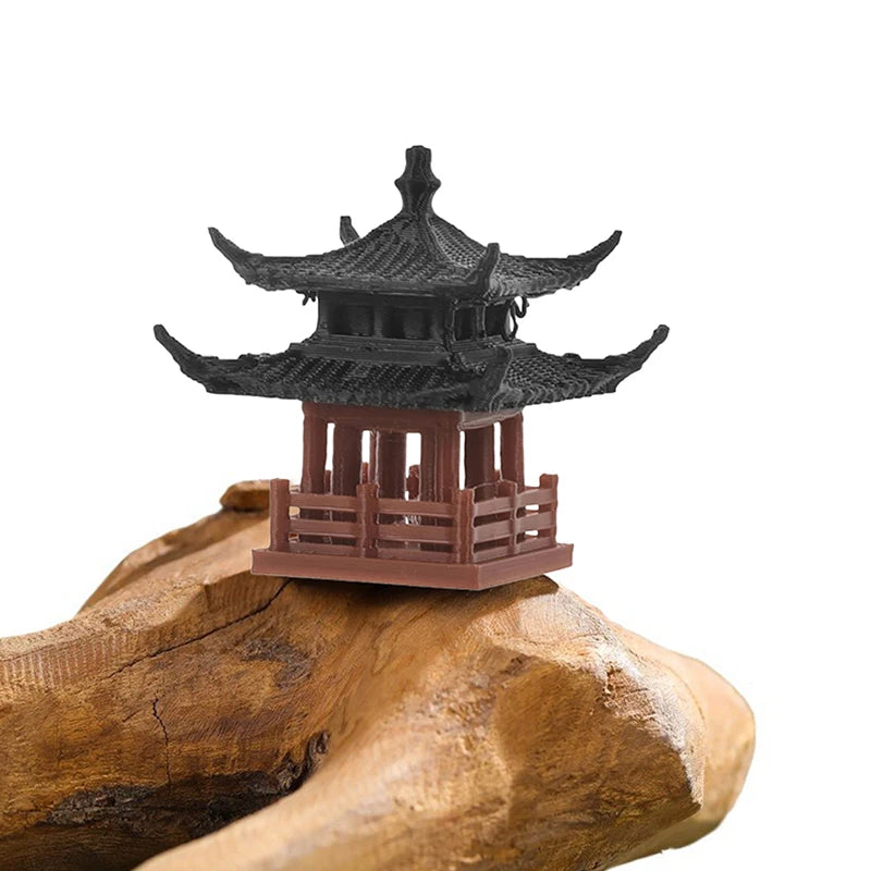 Miniature Zen Pagoda Statue Resin Japanese Pavilion Fairy Garden Bonsai Decor