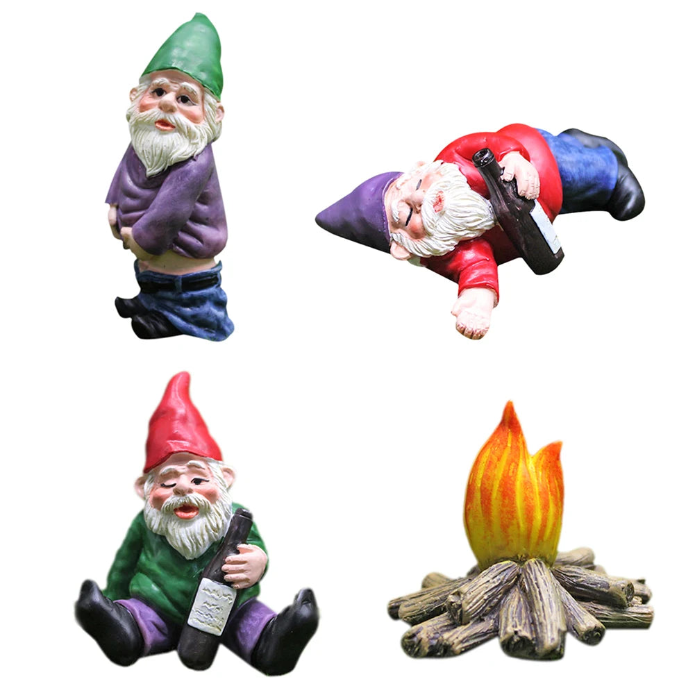 Funny Middle Finger Garden Gnome Statue Naughty White Beard Dwarf Figurine Decor