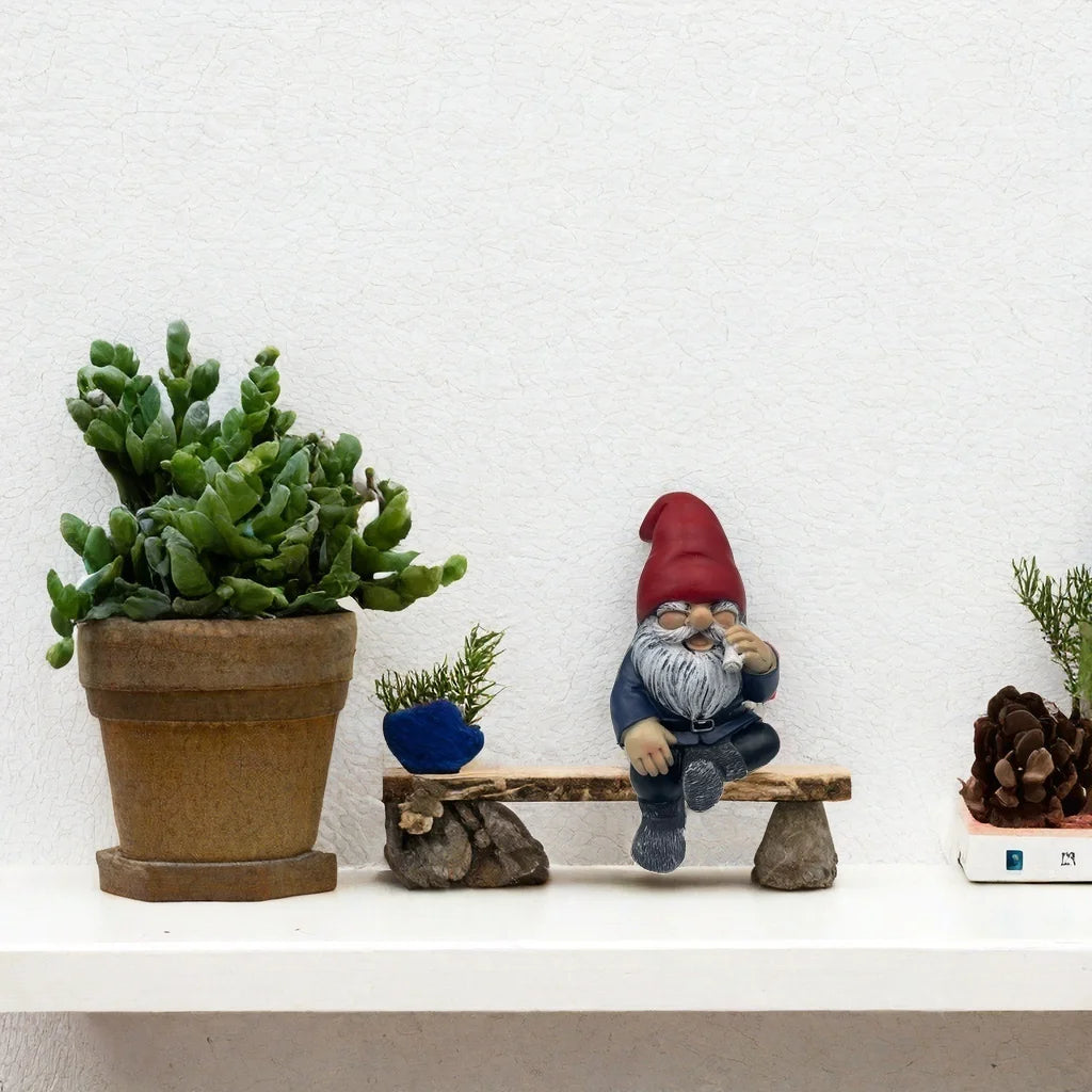 Smoke Break Gnome Shelf Sitter Collectible Stoner Novelty Gnome Figurine