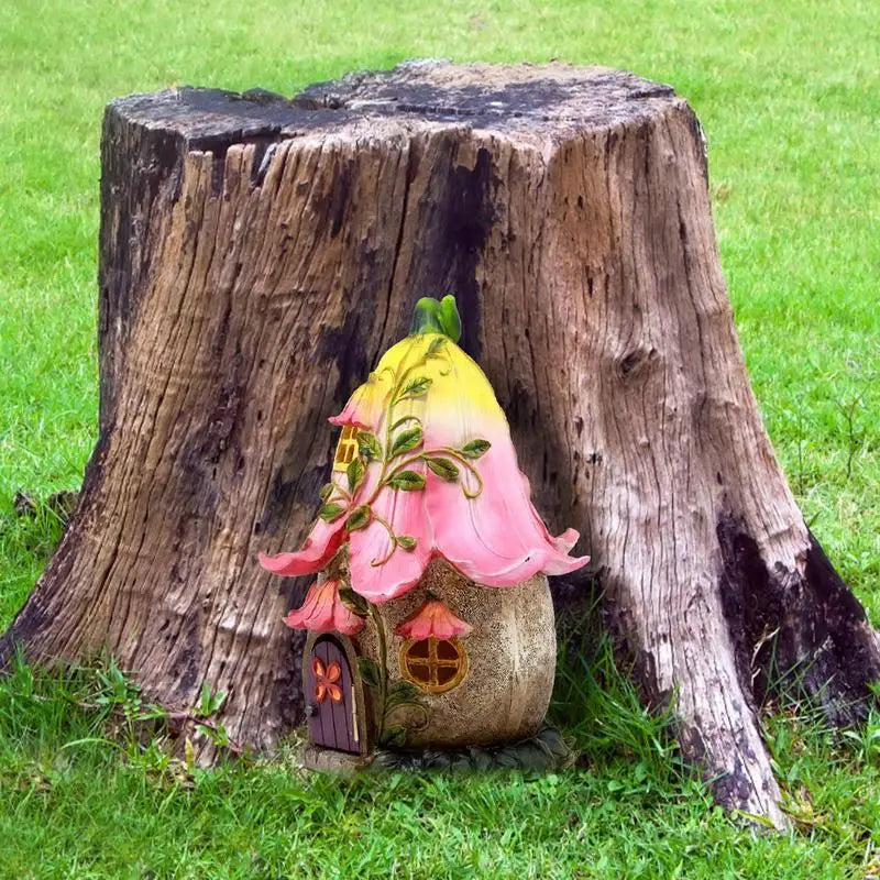 Waterproof Resin Gnome Fairy House Figurine Outdoor Garden Yard Lawn Ornament