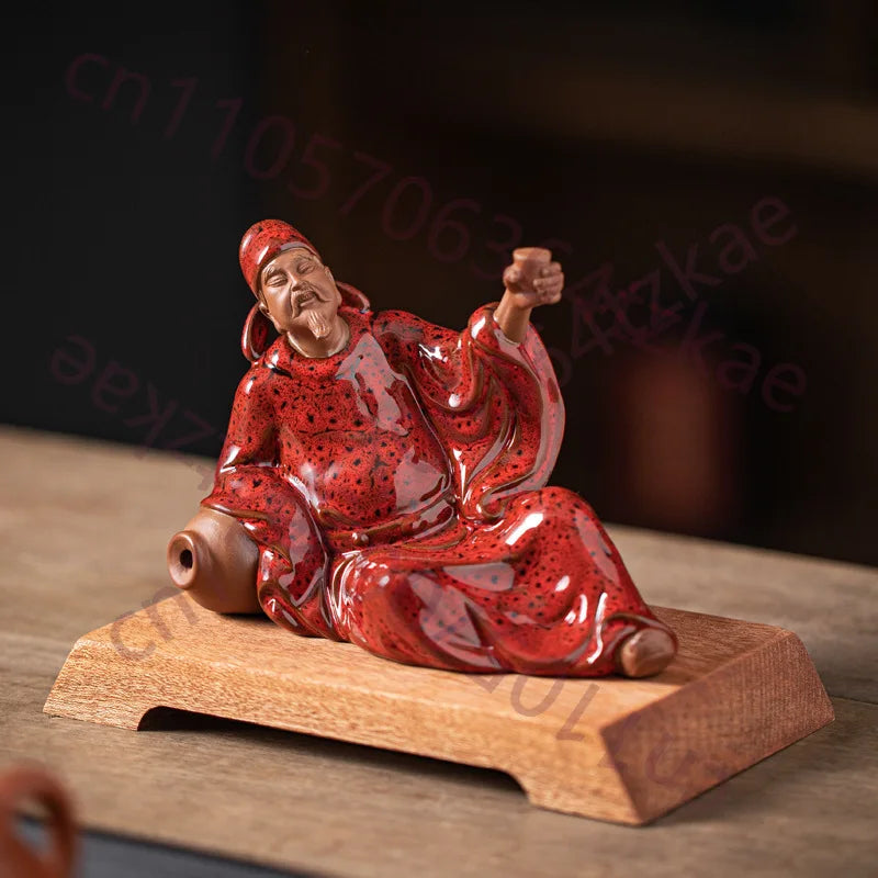 Ancient Li Bai Porcelain Sculpture Fine Ceramic Art Figurine Office Table Ornament