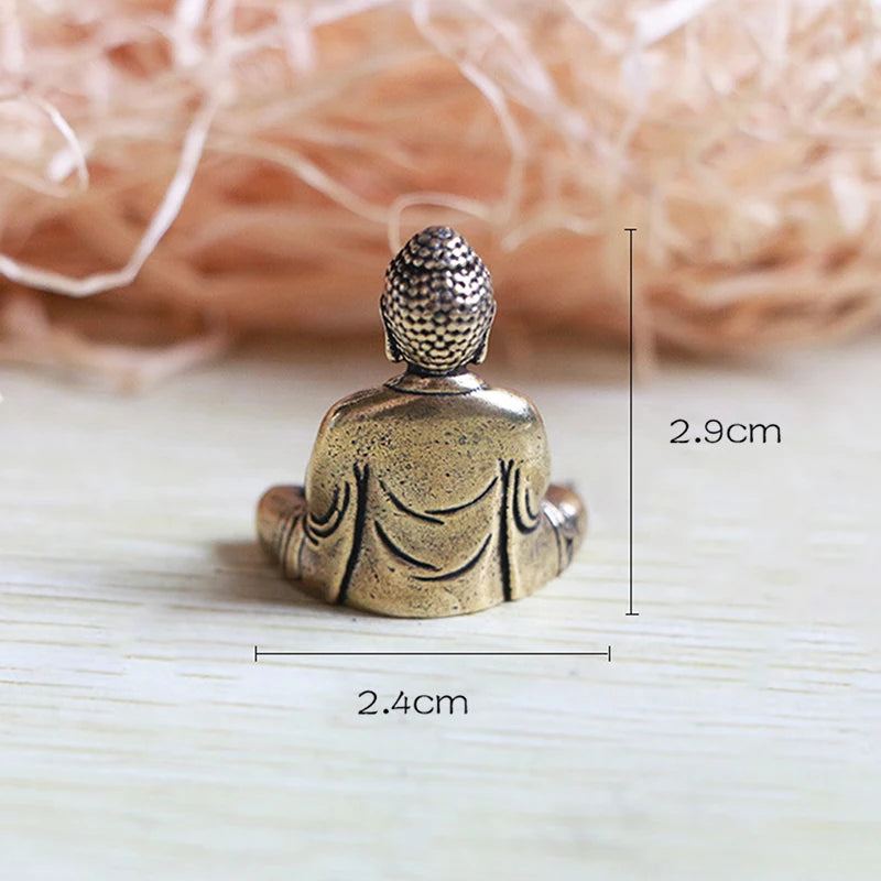 Solid Brass Shakyamuni Buddha Statue Mini Copper Figurine Home Car Decor Gift