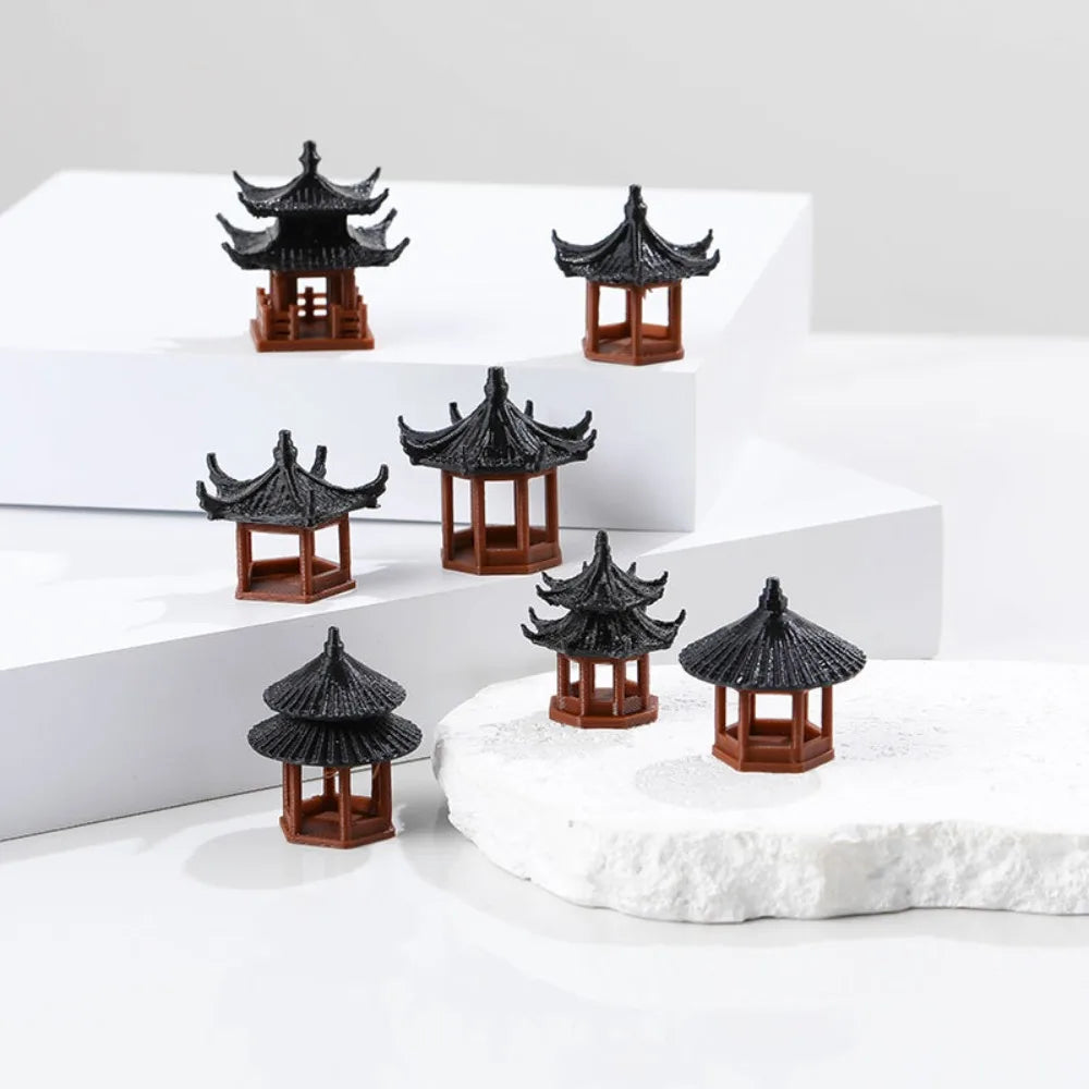 Zen Style Mini Hexagonal Pavilion Pagoda Statue for Bonsai & Fairy Garden