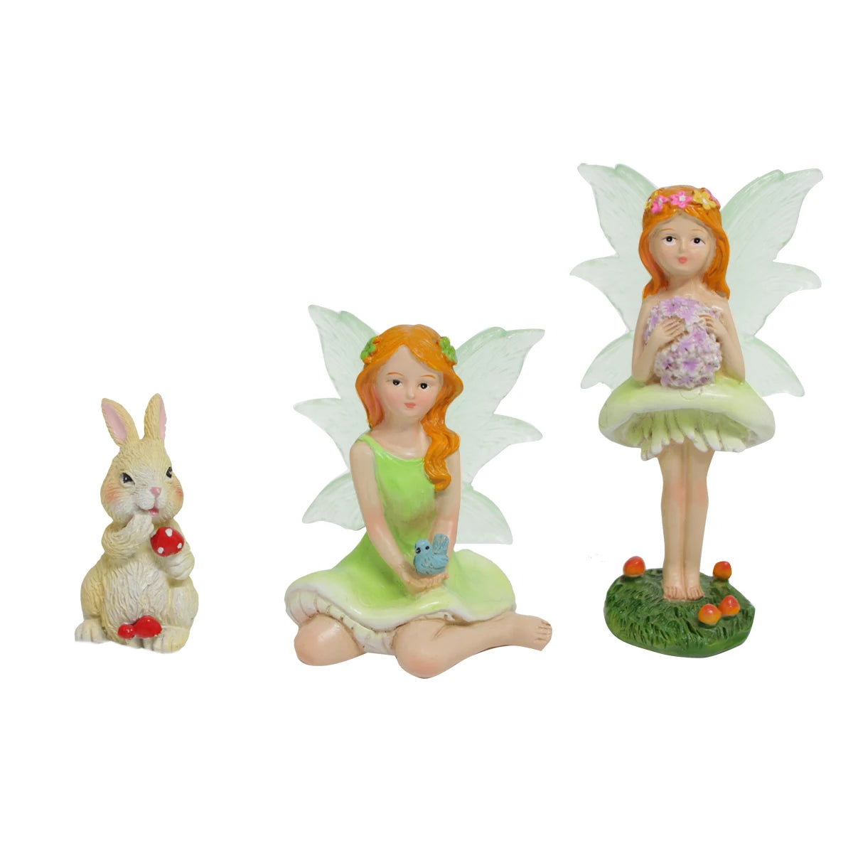 3pcs Mushroom Flower Fairy Figurine Set Resin Garden Statue for Mini Landscape DIY