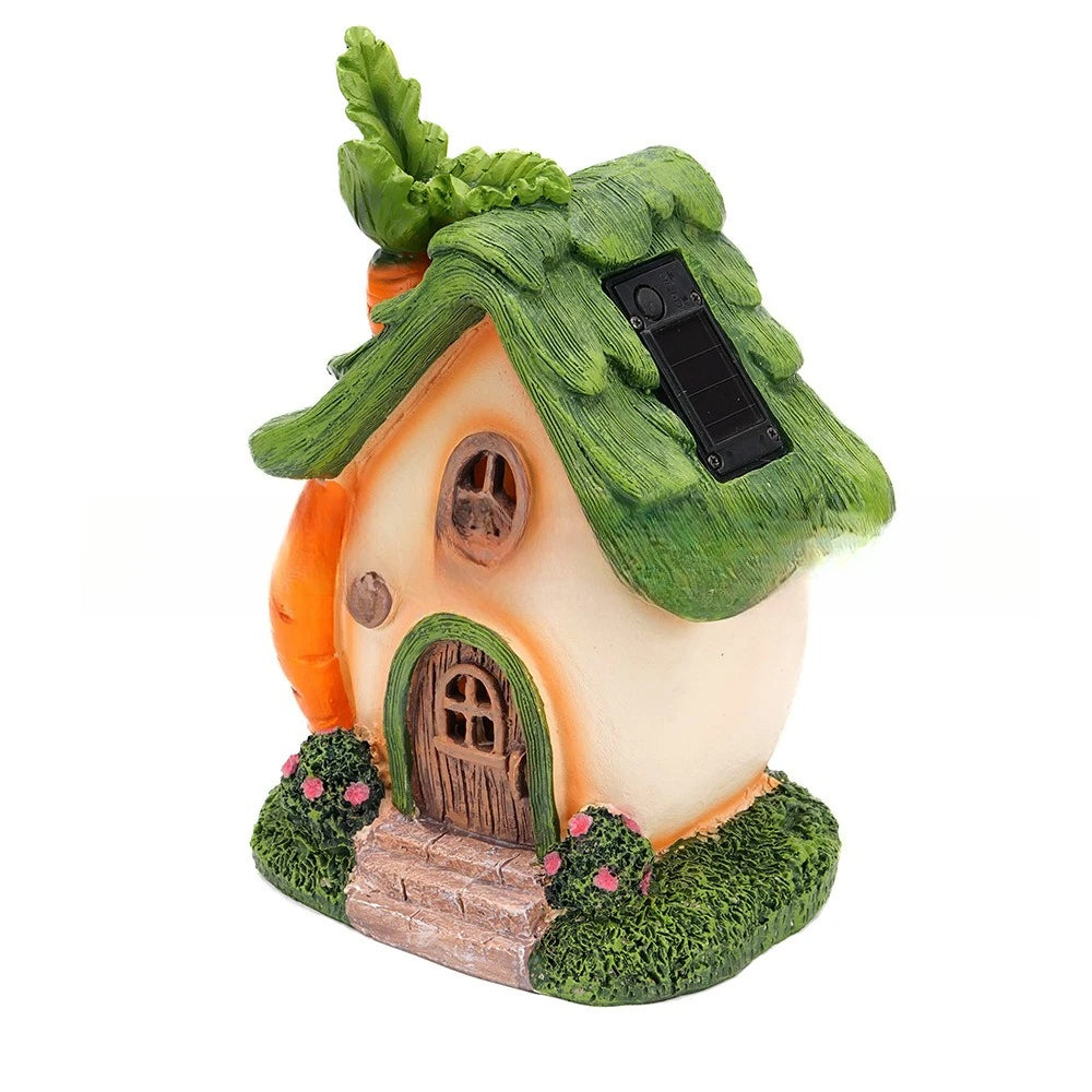 Solar Christmas Tree House Garden Stake Light Outdoor Xmas Decor Resin Ornament