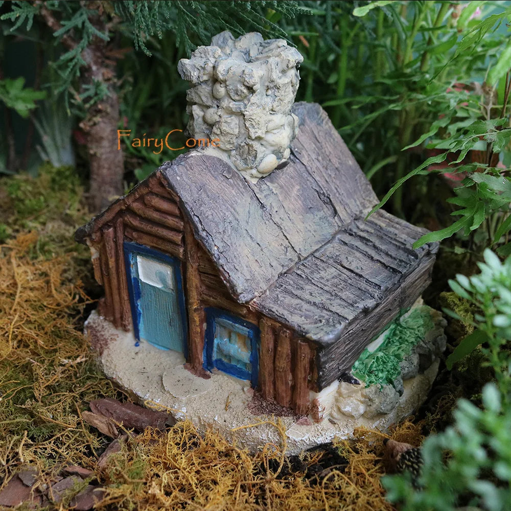 Miniature Fairy Garden House Resin Cottage Villa Hut Outdoor Antique Ornament Decor