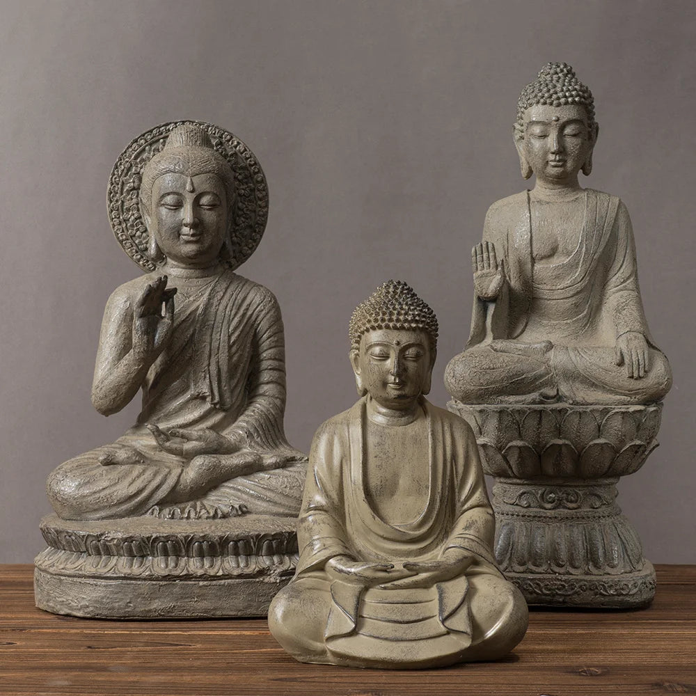 Chinese Zen Buddha Statue Resin Meditating Buddha Sculpture Feng Shui Home Decor