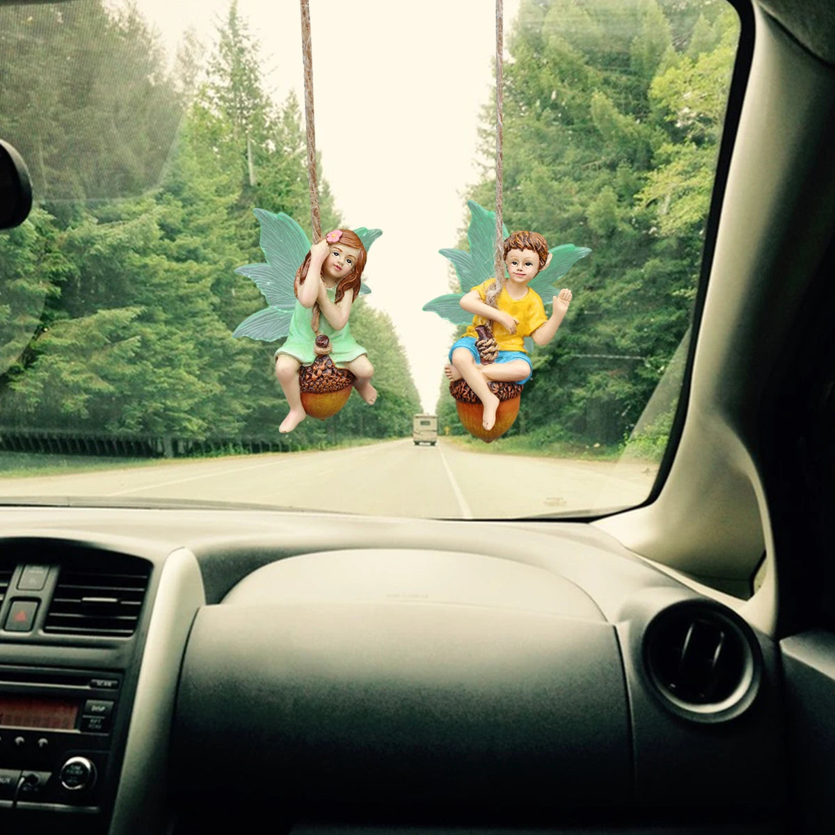 2pcs Swinging Fairy Figurine Glow in the Dark Wing Resin Couple Garden Ornament