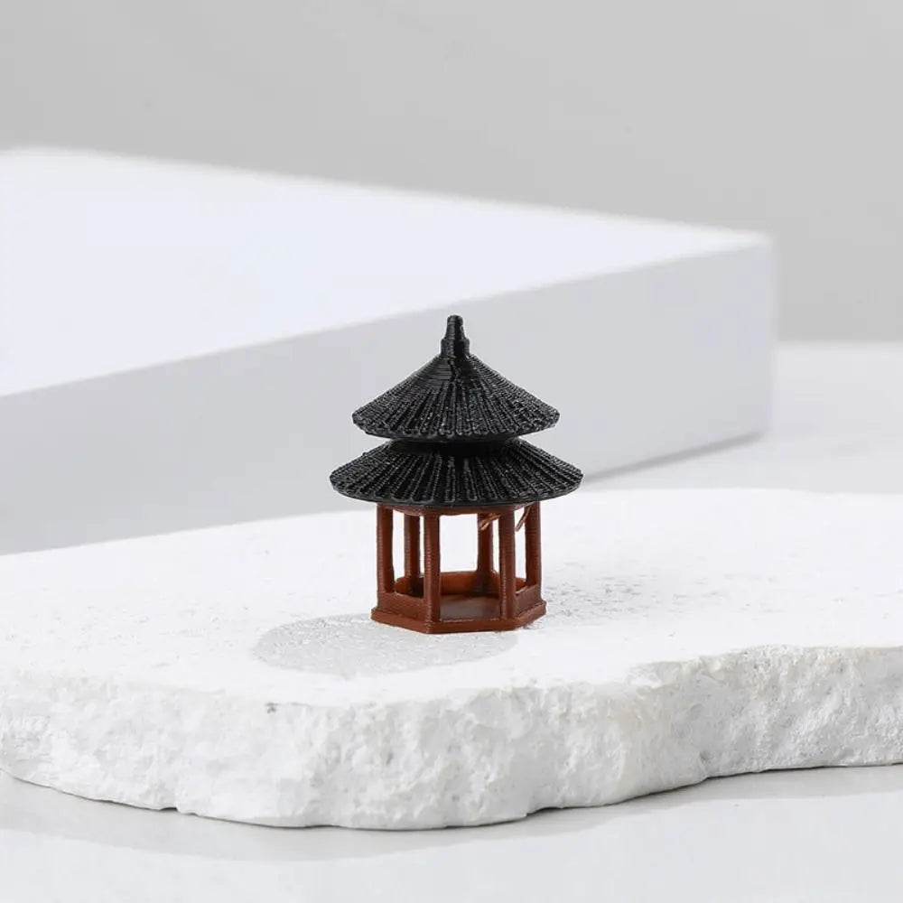 Zen Style Mini Hexagonal Pavilion Pagoda Statue for Bonsai & Fairy Garden