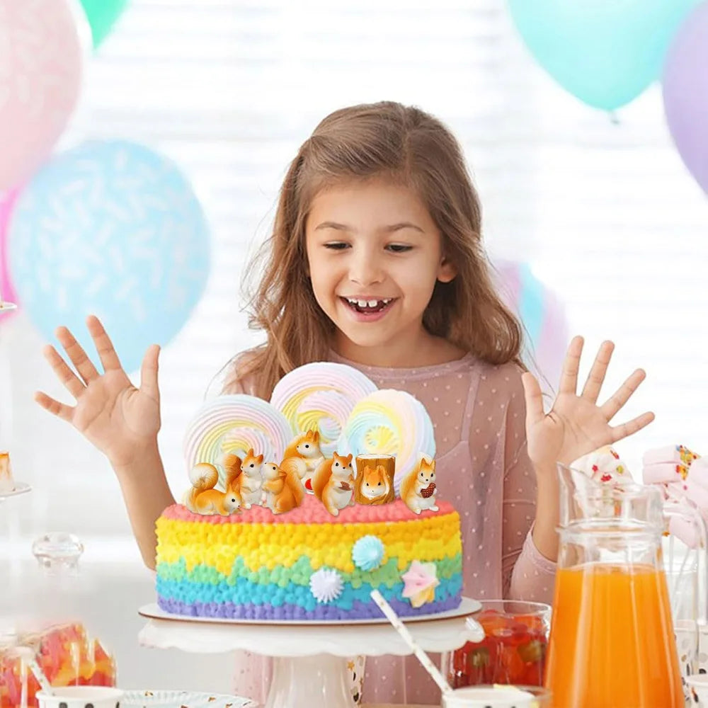 7pcs Miniature Squirrel Figurines Resin Forest Animal for Fairy Garden Terrarium