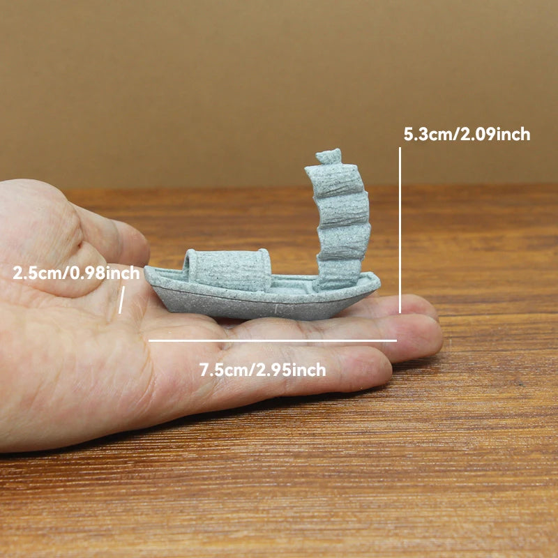 Zen Fisherman & Elder Playing Chess Statue Sandstone Bonsai Fish Tank Ornament