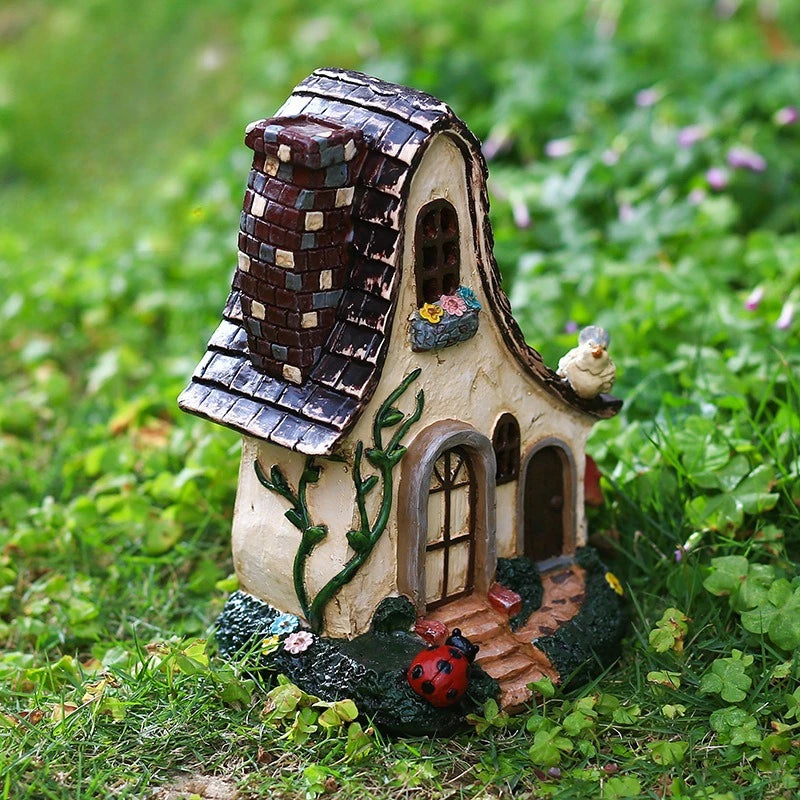 Miniature Fairy Tale House Resin Sculpture Garden Dwarf Home Witch Castle Decor