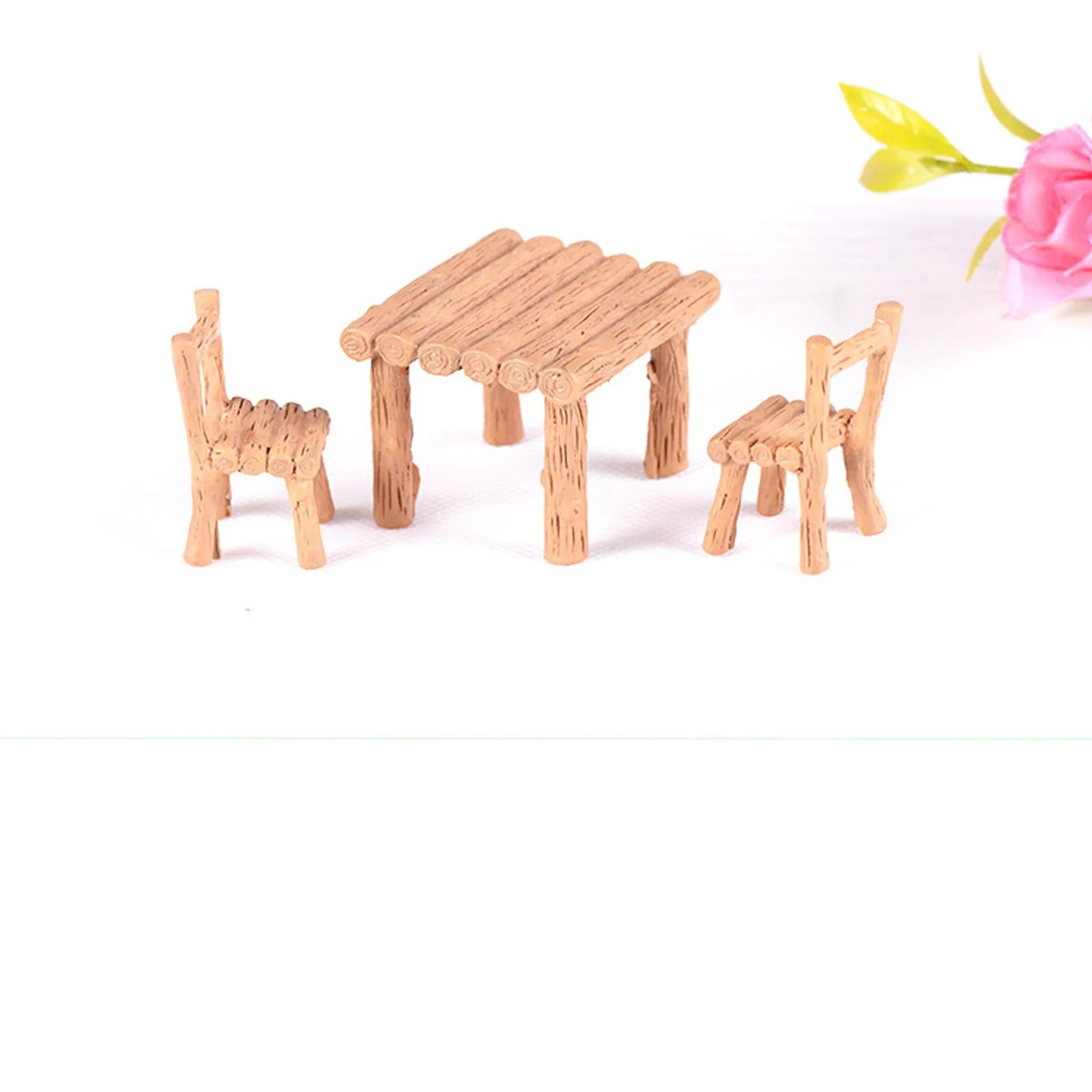 3pcs Miniature Park Bench and Table Set Resin Furniture for Fairy Garden Decor
