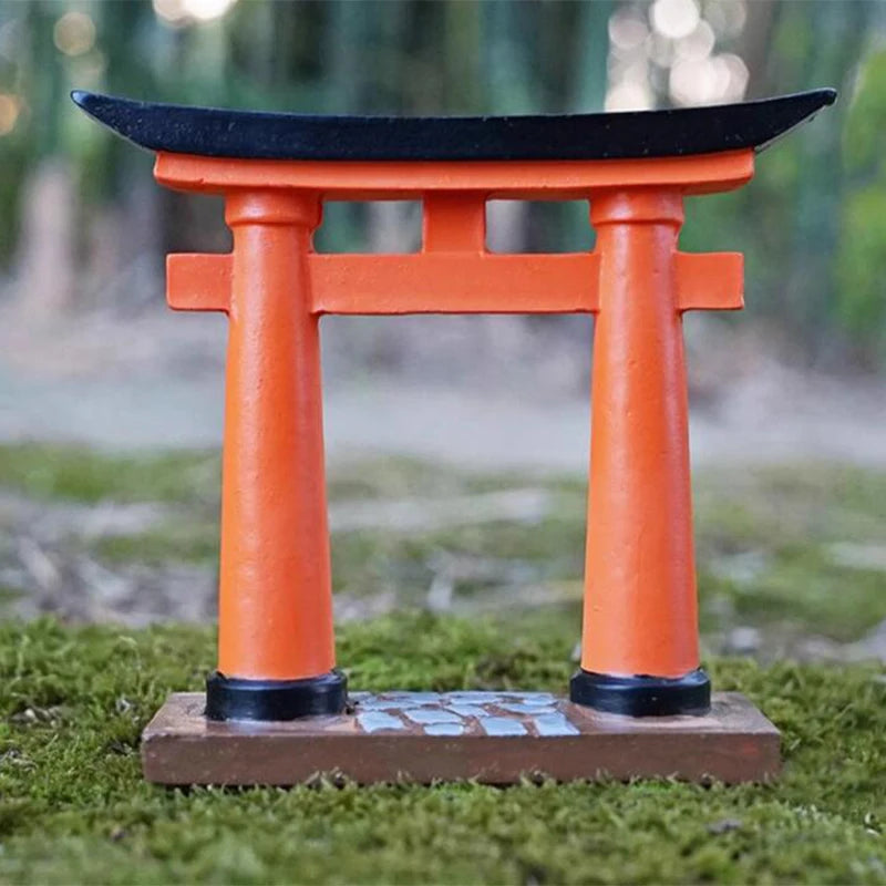 Miniature Torii Gate Japanese Zen Garden Decor Shinto Door Figurine Micro Craft