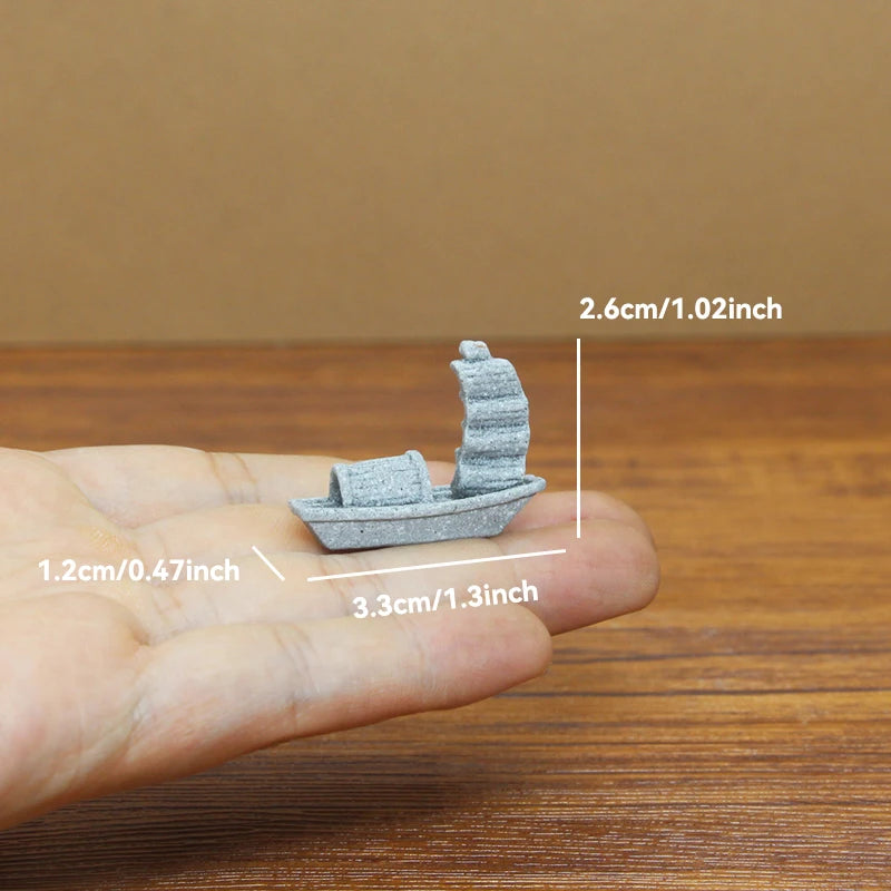 Zen Fisherman & Elder Playing Chess Statue Sandstone Bonsai Fish Tank Ornament